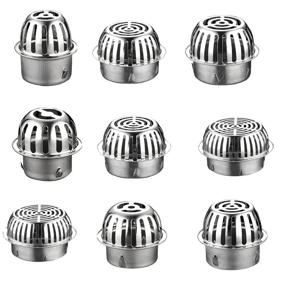 Balcony Roof Floor Drain Stainless Steel Round Large Displacement Anti-Clog Filter Screen Cover Outdoor Floor Drain Gutter Sewer