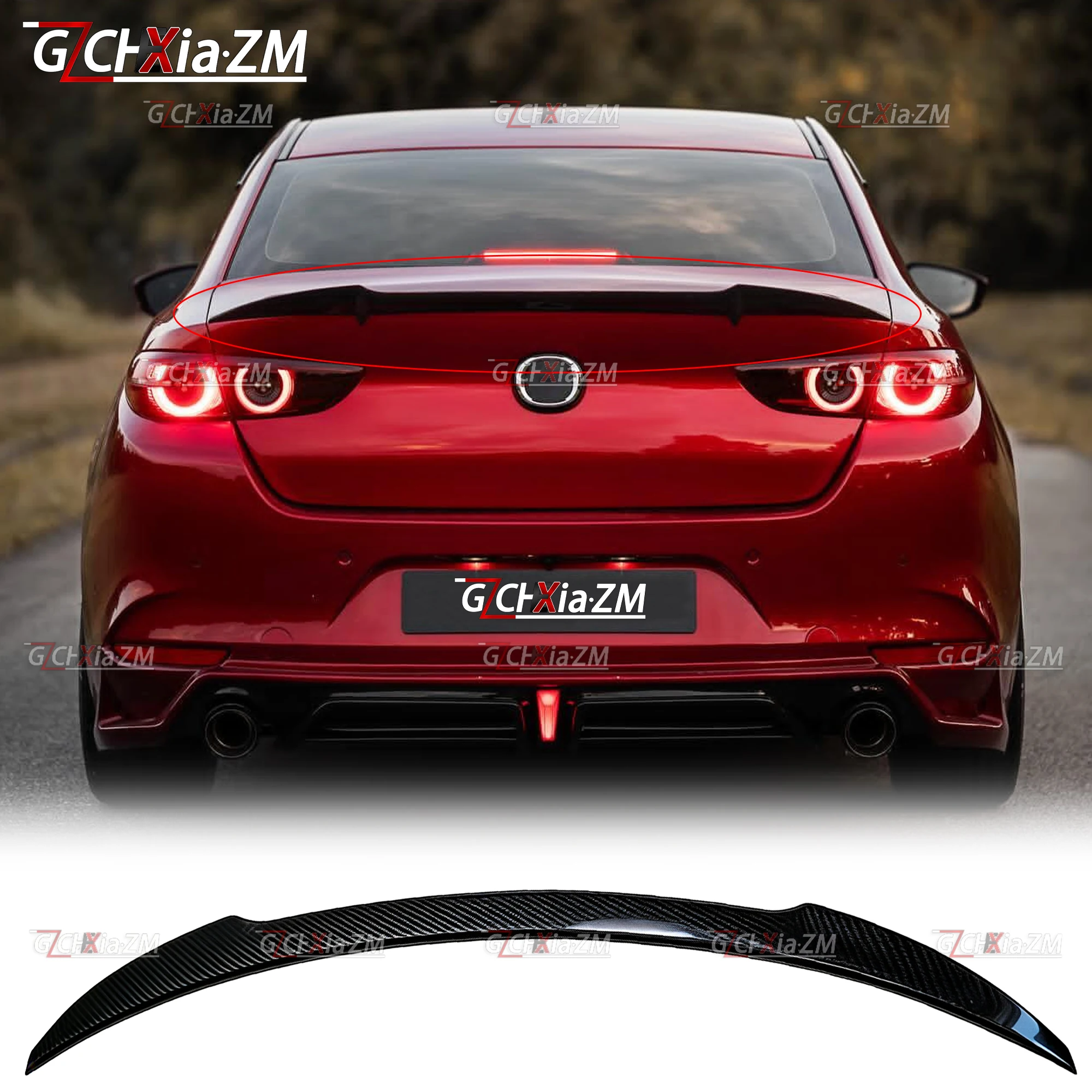

For Mazda 3 Axela Sedan 2020-2024 Rear Spoiler Carbon Fiber Material Automotive Diffuser Body Aerodynamic Kit Rear Wing