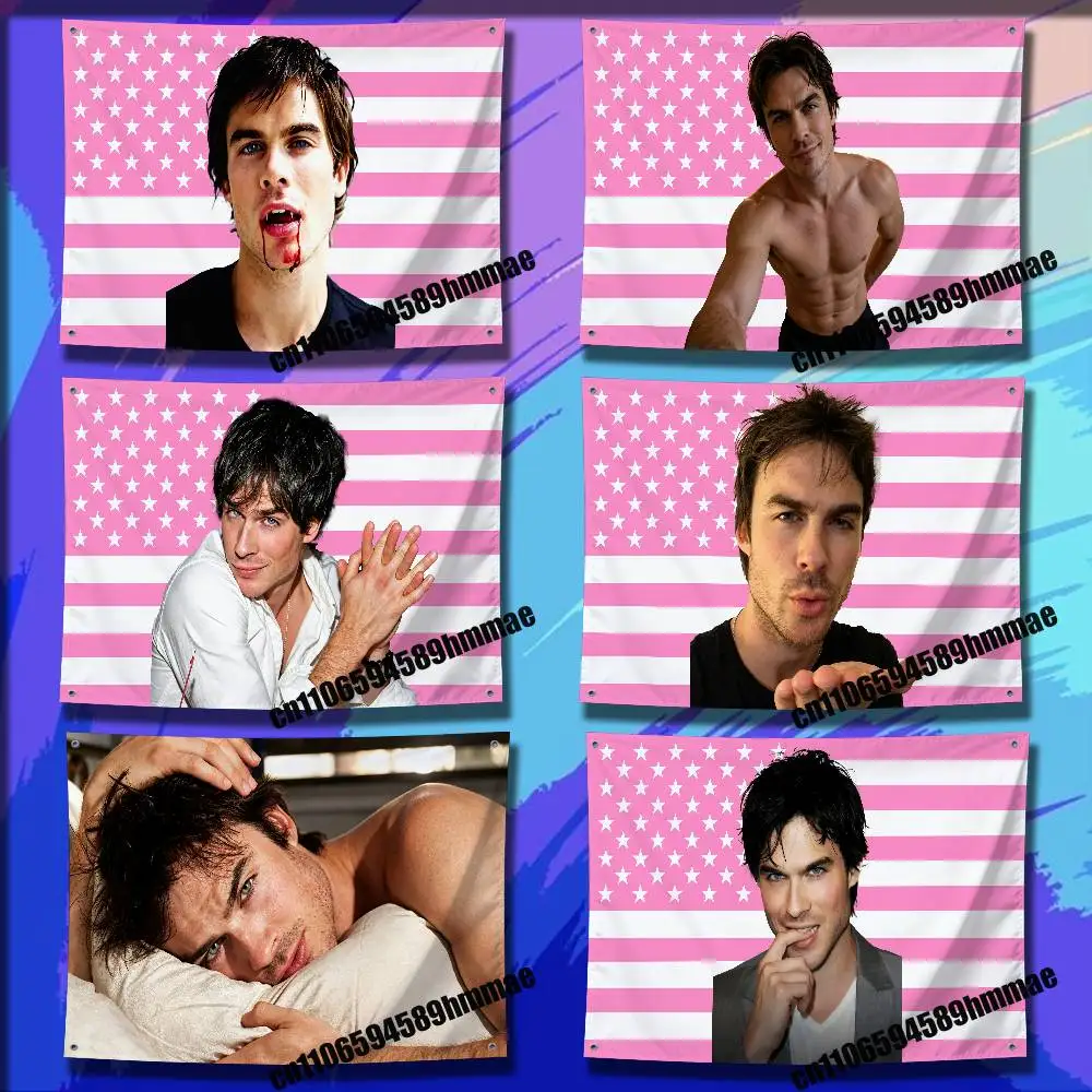 For Ian Somerhalder Damon Salvatore Flag 50x70cm Outdoor Garden Bedroom Decorate Wall Banner Tapestry Flags