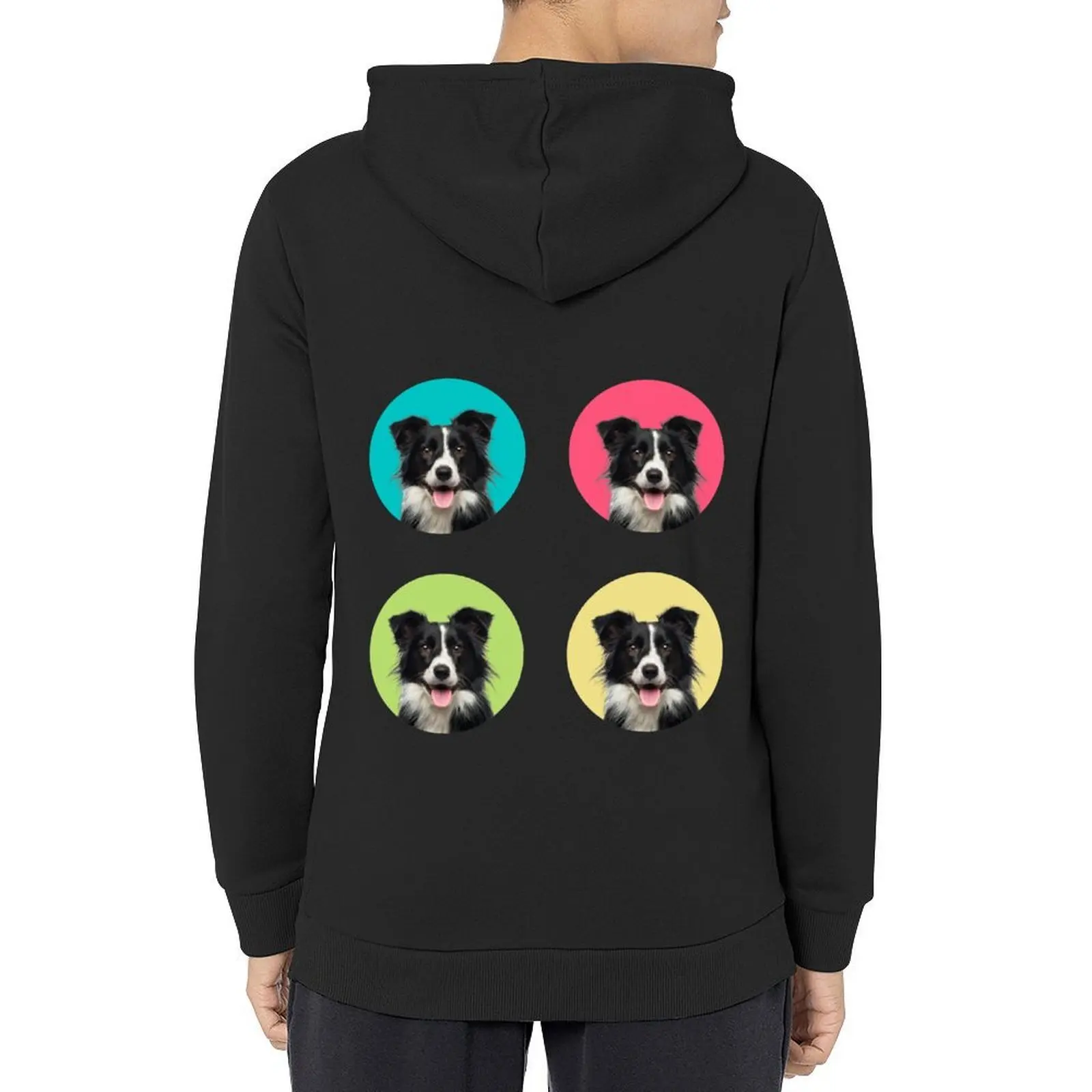 

cute border collie dog color funny border collie face gift Hoodie hooded shirt mens clothing blouse big size hoodie