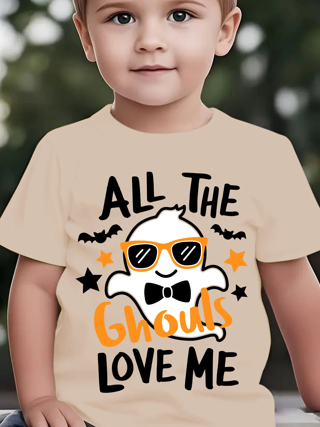 All The Ghouls Love Me  Halloween Print Boys Summer Fashion Casual Outdoor Short‑Sleeve T‑Shirt NY‑DX4459
