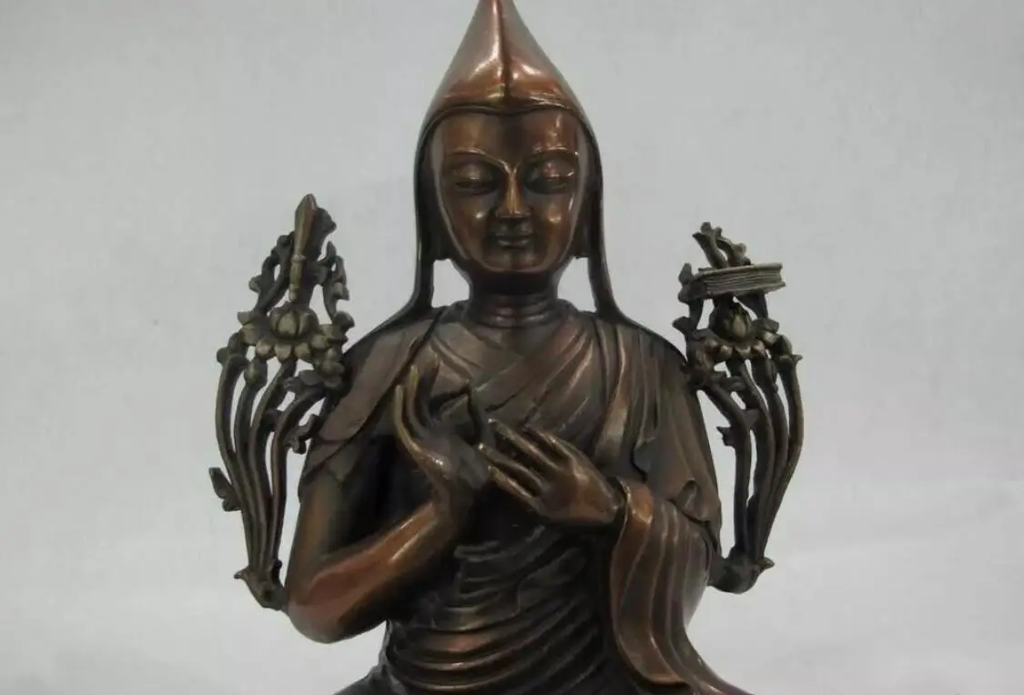 9 Tibetan Buddhism Red Copper padma Tsongkhapa Buddha Bodhisattva Buddha Statue