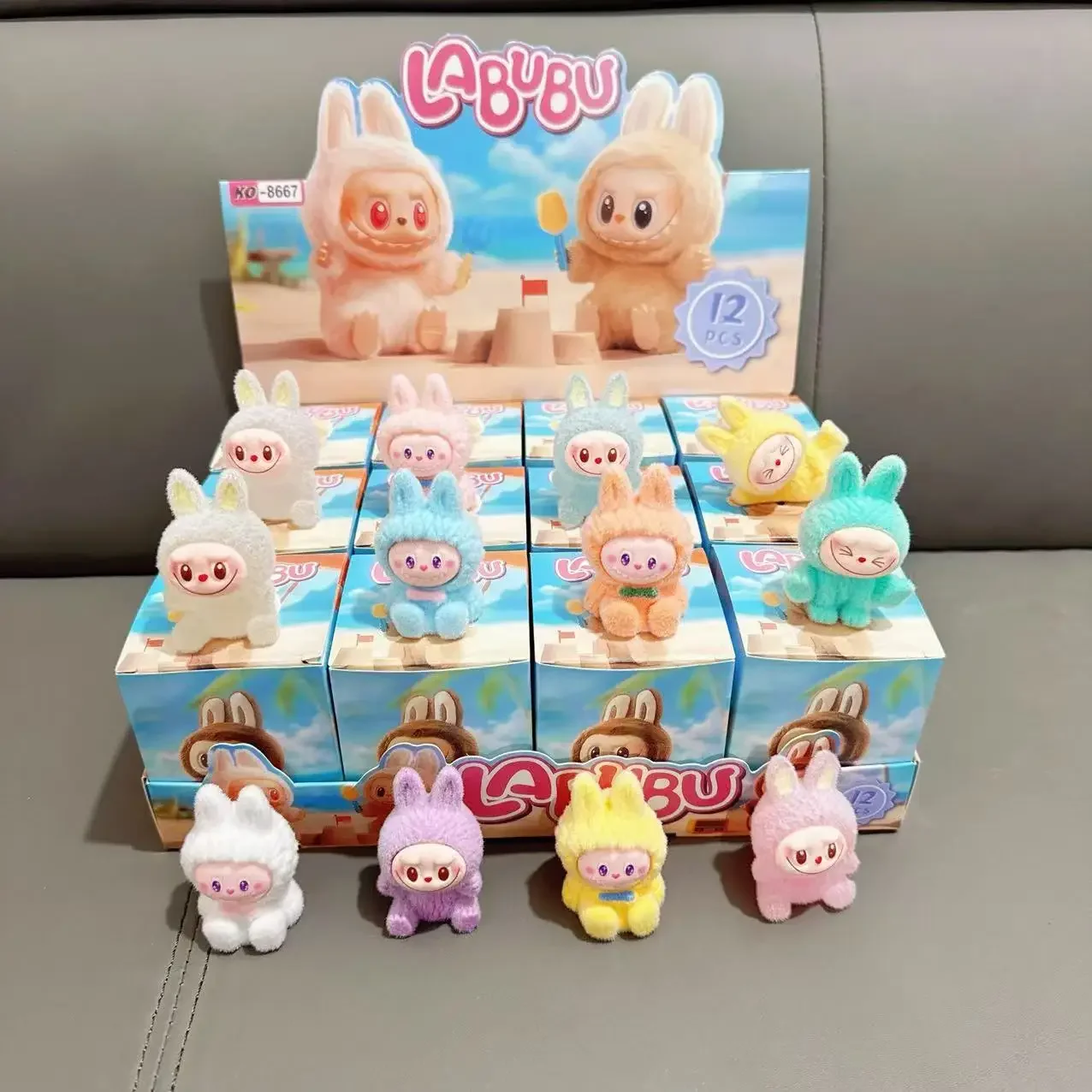 

12PCS Yoga Rabbu Blind Box series Mini flocking gift three-dimensional tide play pendant decoration cute toy gift