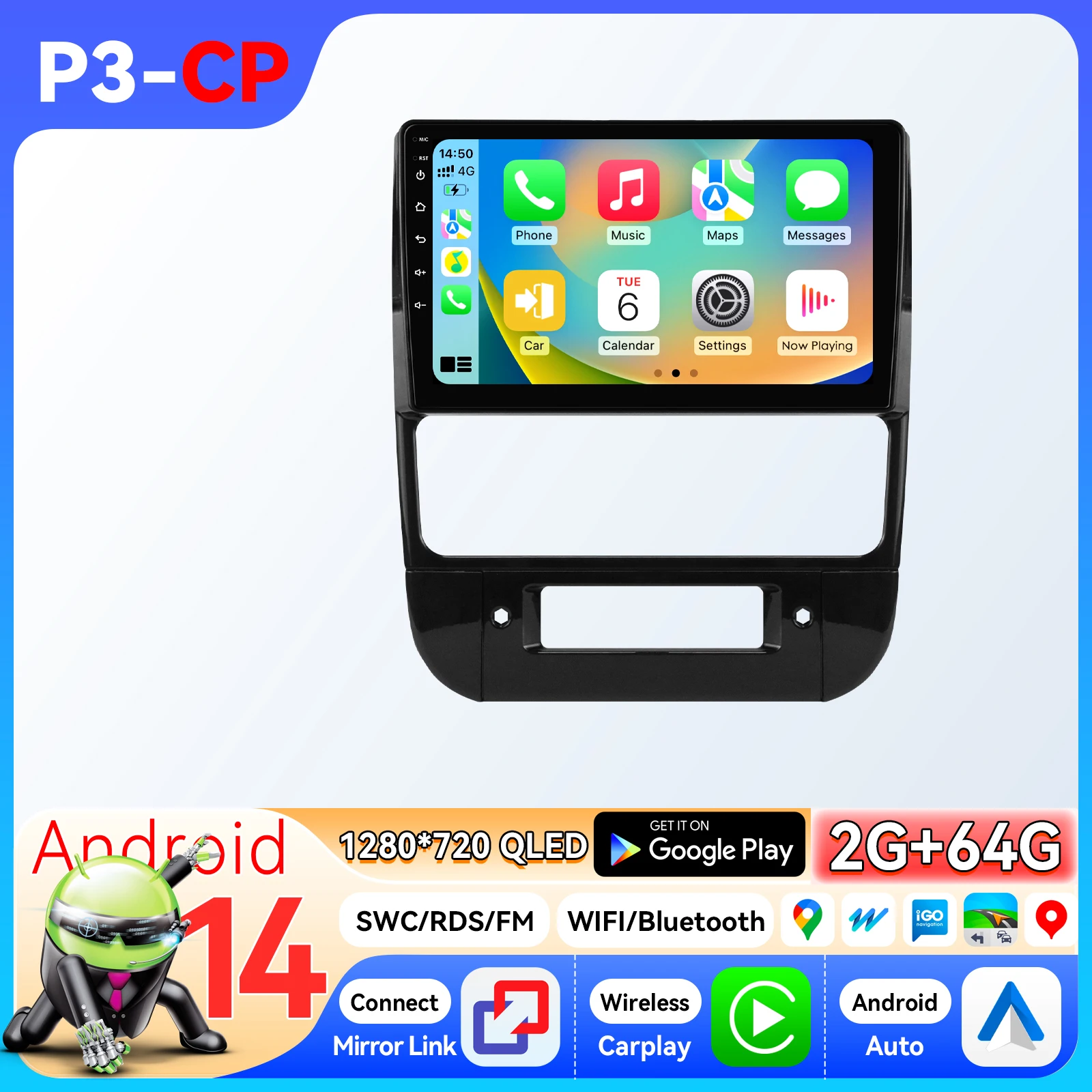 Hizpo 9 inch draadloze CarPlay Android Auto autoradio voor Peugeot 406 1994 - 2005 Multimedia draadloze Apple CarPlay slimme intelligente systemen IPS touchscreen stereo videospeler 2 Din autoradio
