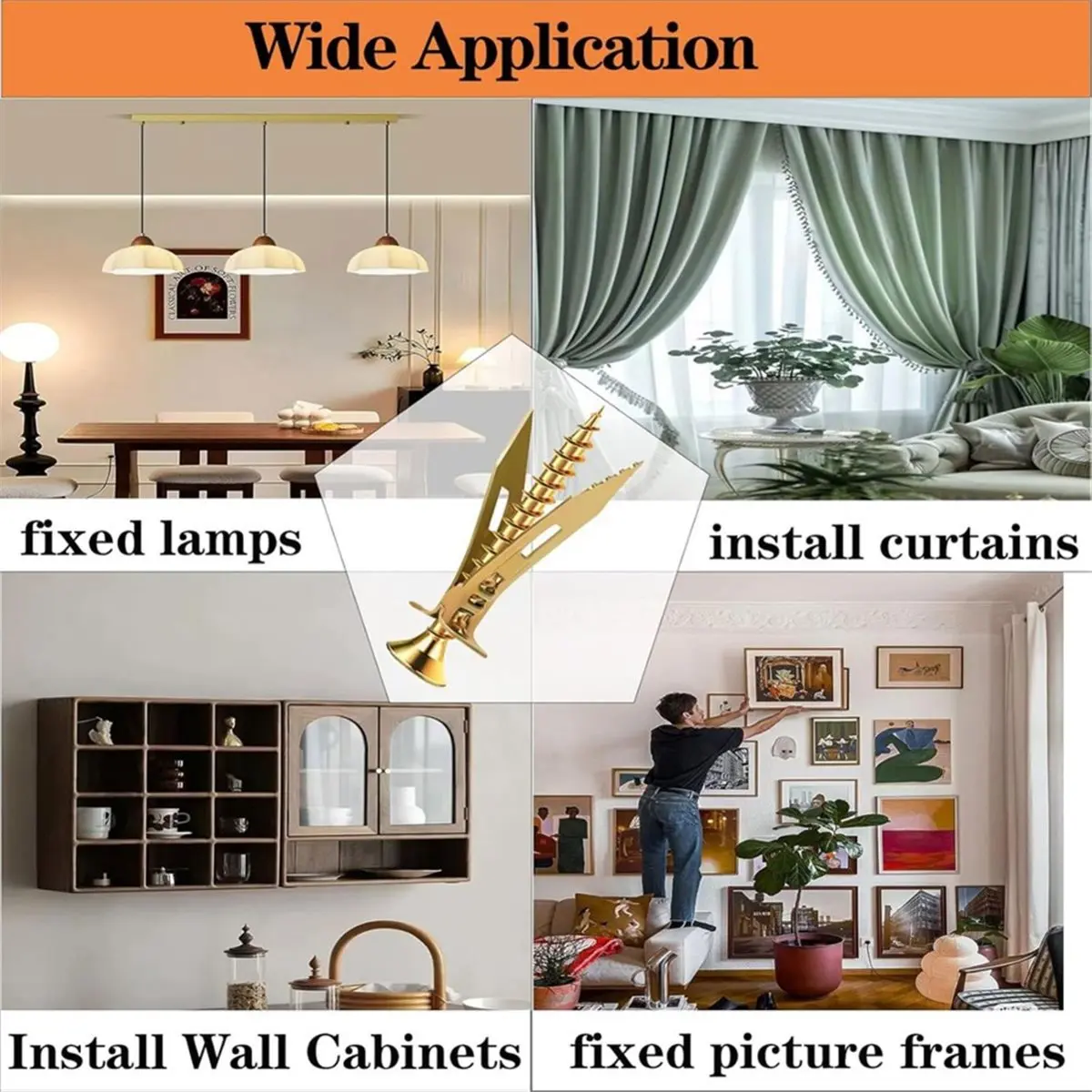 400pcs Self-Drywall Dilling Anchors Screws with 4 Different Expansion Sizes Set, Zinc Plated Steel Dry Wall Screws