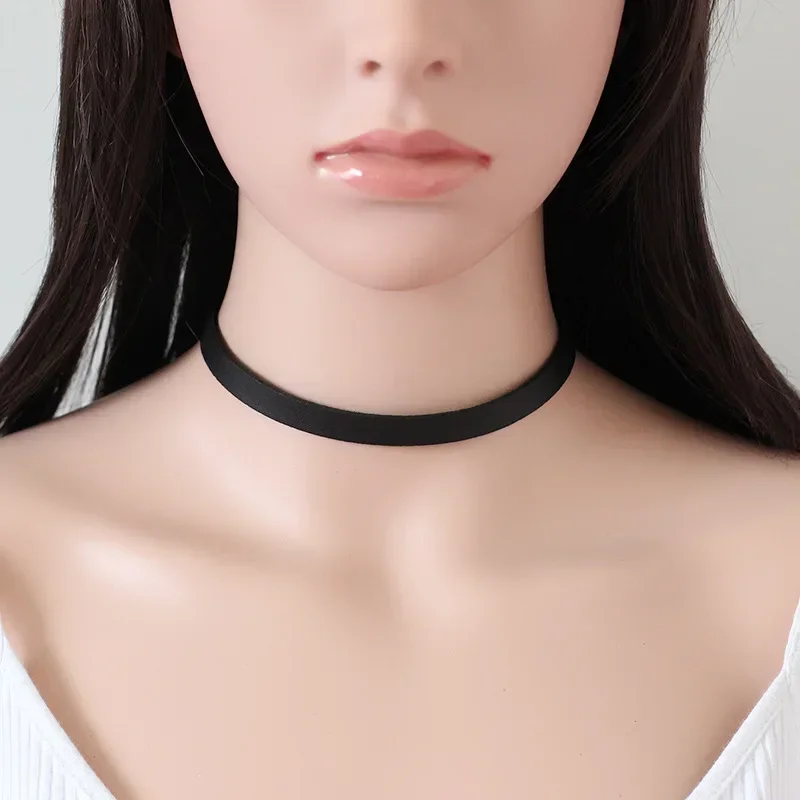 Simple Black Punk Choker Necklace for women Gothic Leather Chokers Necklaces Popular Party Statement Collar Jewelry