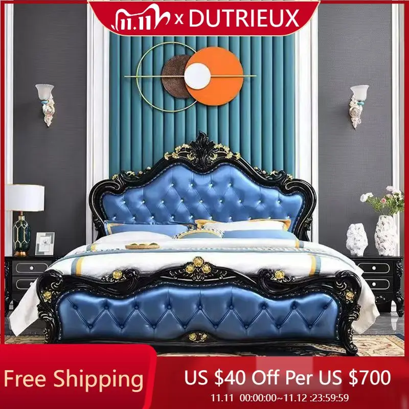 

Space Saving Wooden Bed Large Size Accent Nordic Relaxing Aesthetic Comfortable Bed Room Decor Letto Matrimoniale Home Furniture