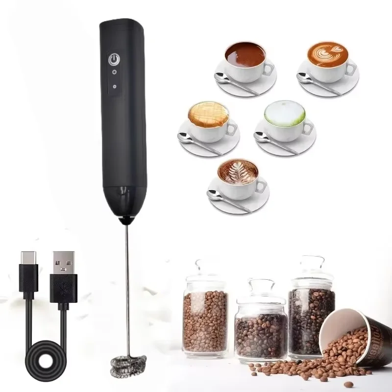 NEW 2026 MINI Milk Frother USB Rechargeable 3 Speeds Foam Maker Coffee Whisk Mixer Electric Handle Blender Egg Beater