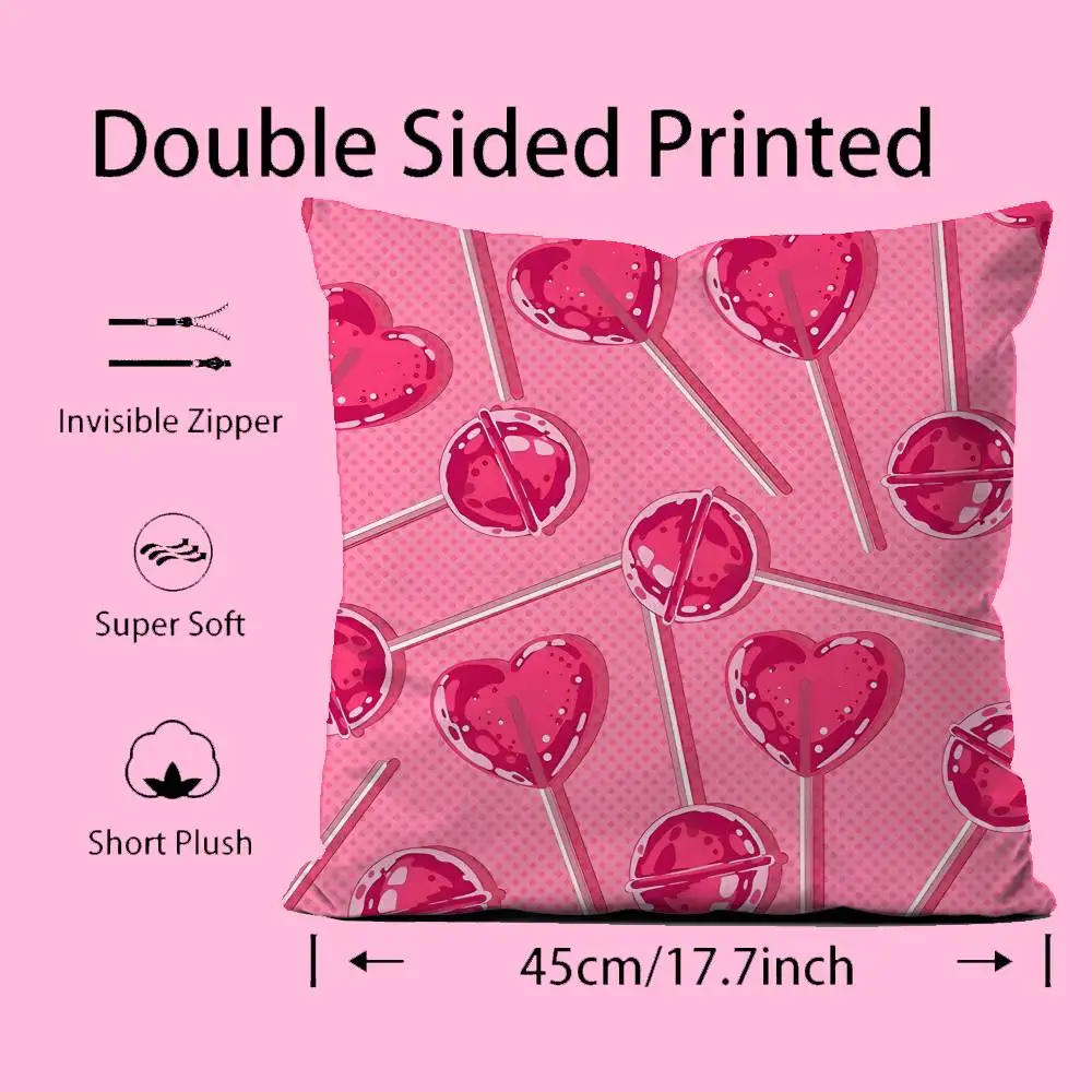 الحلو الوردي كاندي كيس وسادة الراحة أريكة سرير حريري أنيق غير مرئية سستة مخصص غطاء الوسادة الزخرفية