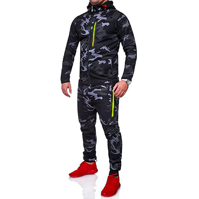 Traje de camuflaje negro con cremallera para hombre, conjunto de pitón negro, 2023