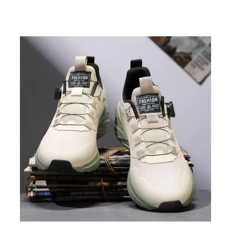 Men's Student Athletic Sneakers 2026 Summer Rotary Buckle Lightweight Soft Shock-Absoing Youth Versatile Running Sports Shoes
