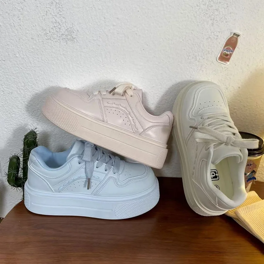 Niedliche Katzenpfoten-Absatz-Print-Plateau-Skate-Sneaker für Damen, blaue Kunstleder-Schnürschuhe, lässige, einfarbige Board-Schuhe für Teenager. – Detail 4