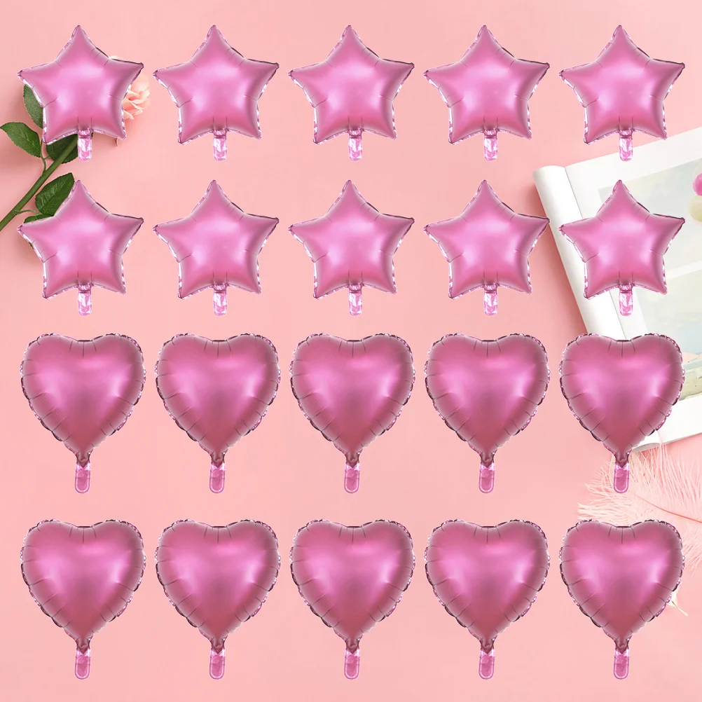

20Pcs Metallic Aluminum Foil Balloon Set Heart Star Shapes Wedding Birthday Party Festival Balloon Ornaments