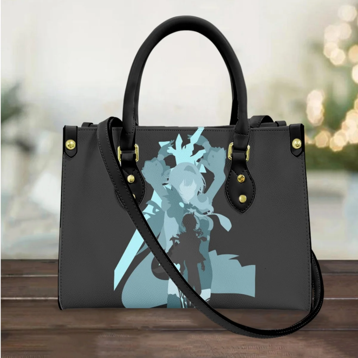 

FORUDESIGNS Leather Handbag Ladies Tote Bags Anime Genshin Impact Print Noble Durable Bag Shopping Handbags Party Street