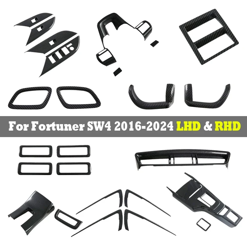 ABS Carbon Fiber Color Rear Air Condition Outlet AC Vent Trim for Toyota Fortuner 2016 2017 2018 2019 2020 2021 2022 2023 2024