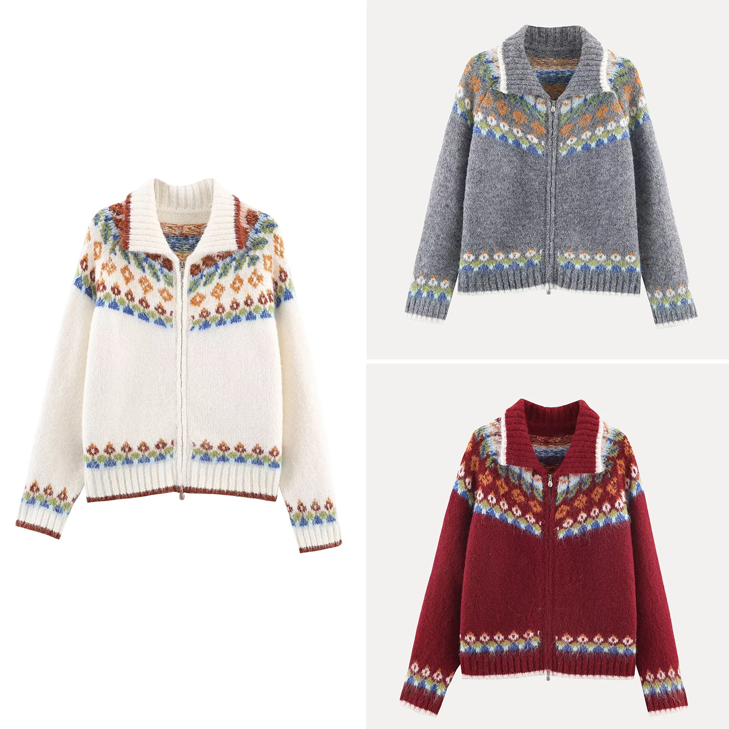 

2025 Winter New Faion Women's Knitted Cardigan Double Zipper Embroidery Personali Commute Versatile Open-irt Sle Long...