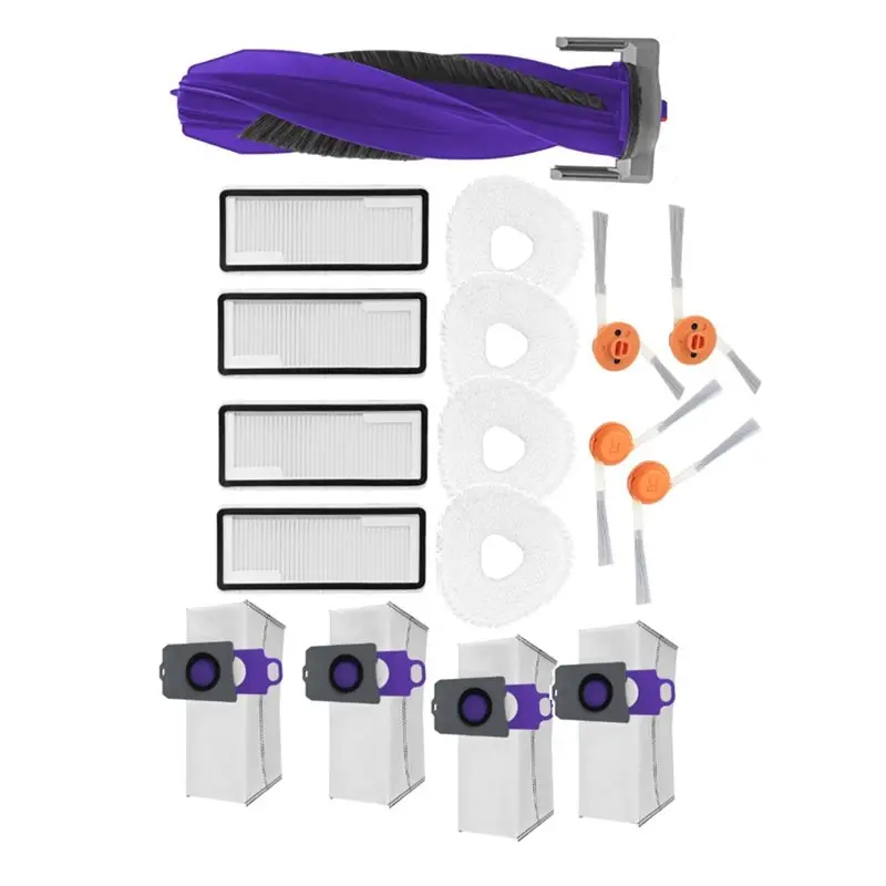 ملحقات المكنسة الكهربائية KEOL-فرشاة دوارة بديلة وفرشاة جانبية وسادات ممسحة ومرشح أكياس الغبار (17 قطعة) لـ NARWAL Freo X10 Pro/YJ #1