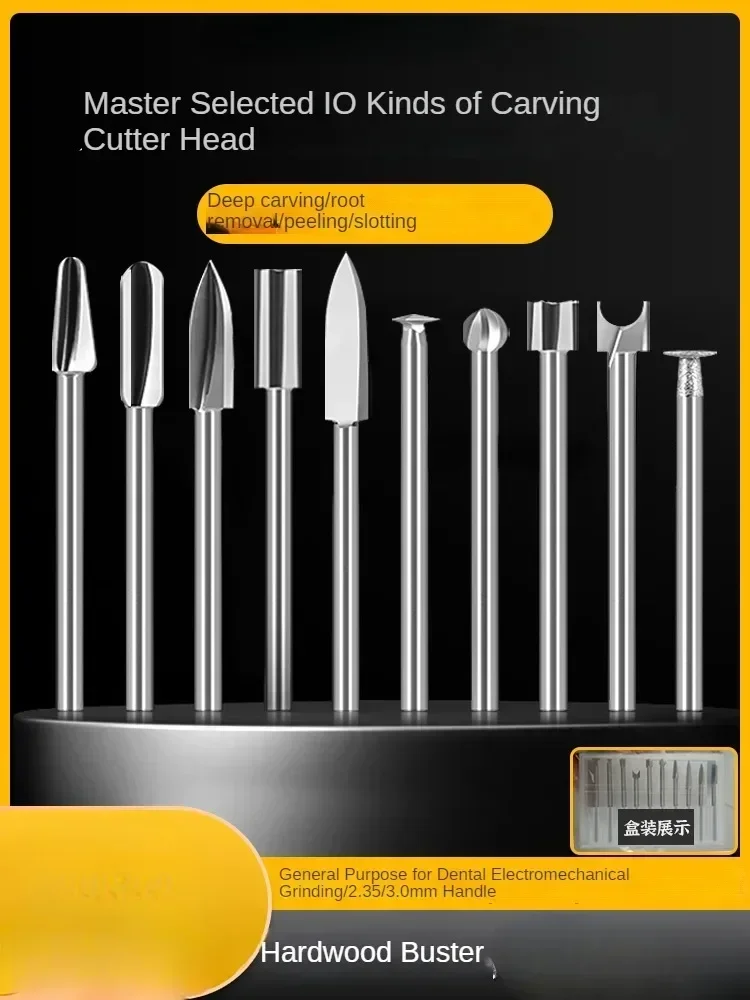 Electric Wood Carving Engraving Tool Set with Dental Drill, Chisel Root Cutter and Milling Cutter