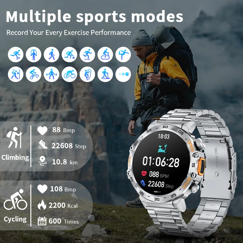 LIGE Neue Bluetooth Anruf Smart Uhr Männer Outdoor Sport Fitness Armband Herzfrequenz Gesundheit Überwachung Smartwatch Für Android IOS