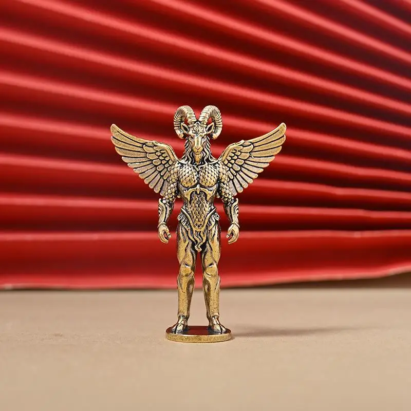 Messing-Dämonen-Schaf-Figur, Retro-Metallkunstwerk, Tischdekoration mit Engelschaf-Menschen-Gesicht, Kreatives Ornament, Tierskulptur – Detail 9