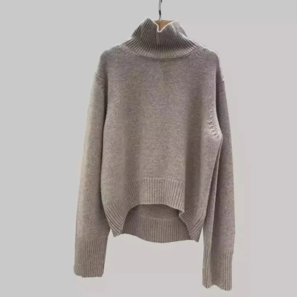 Cashmere Thick Long Sleeve Half Turtle Sweater Loose Casual Knitted Women Pullovers