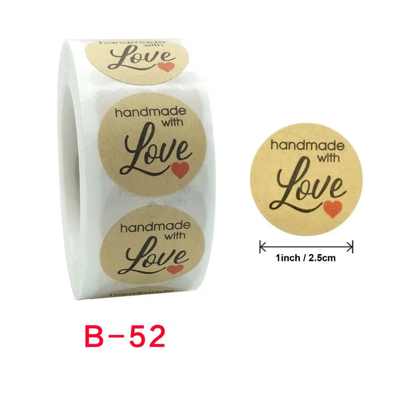500PCS explosions kraft paper heartshaped round stickers personalized stickers holiday decoration baking stickers classification