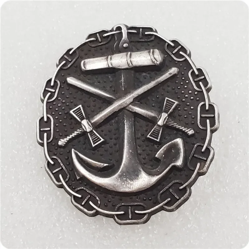 Antique Silver WWII German Naval Wound Badge COPY