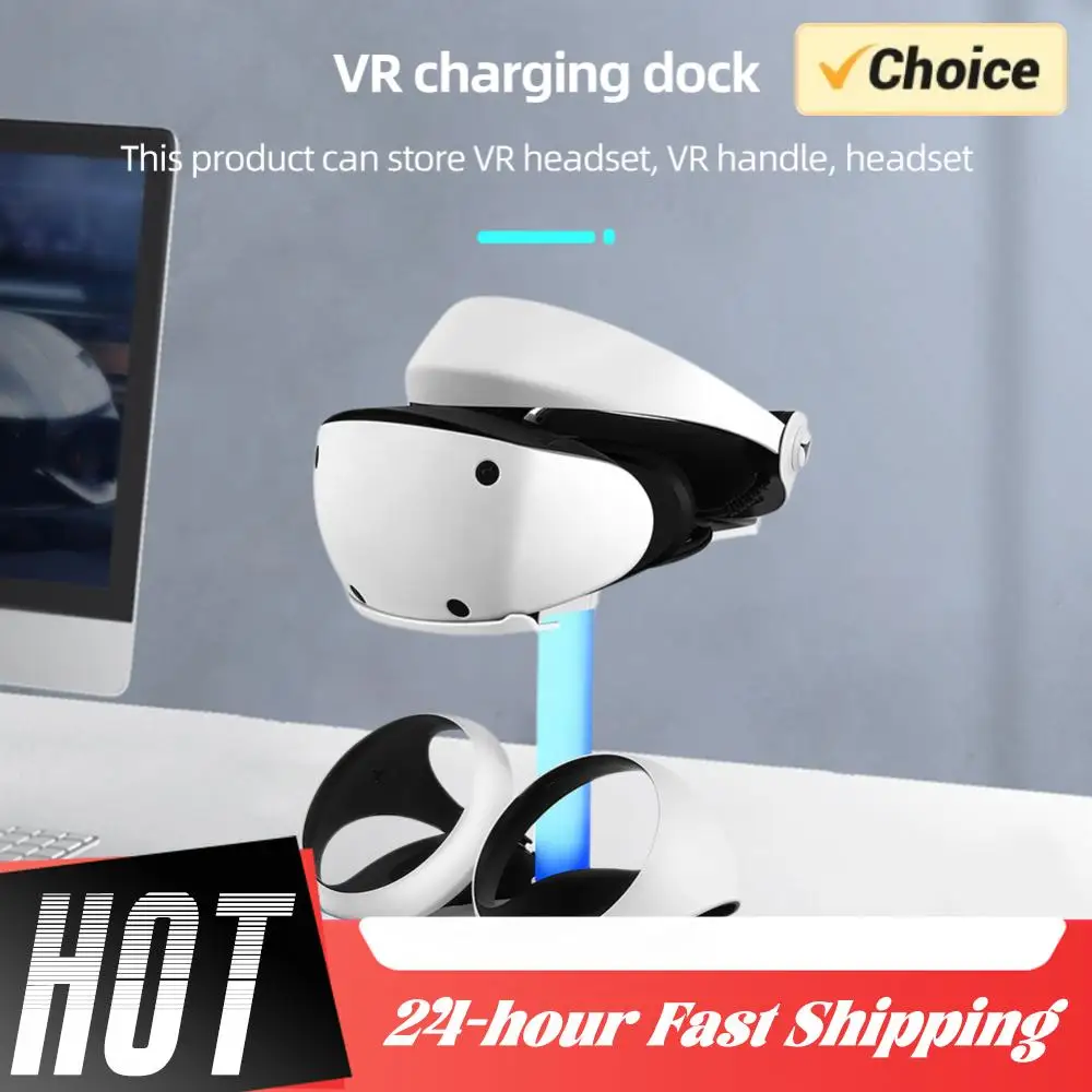 

Gamepad Charging Stand Magnetic Charging Dock Stand Colorful RGB Light Storage Glasses Headset Accessories for PS VR2 Joypad