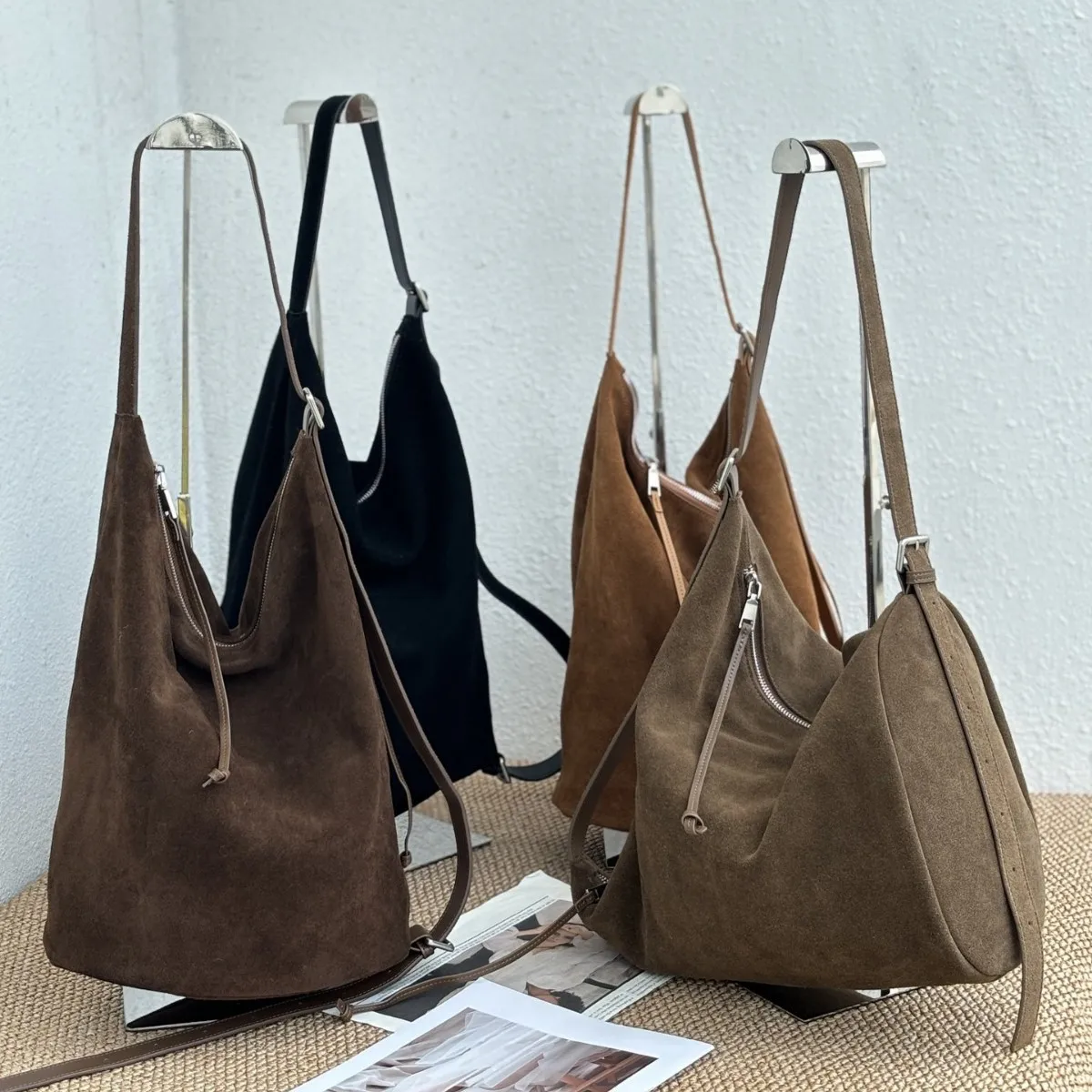 

2025 New Lazy Wind Matte Cowhide Tote Large Capacity Casual Simple Messenger Bag Premium Underarm Bag Women