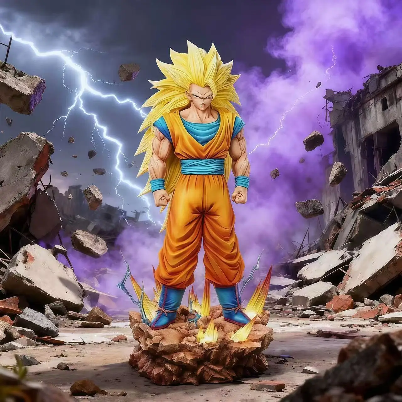 

35cm/13.78inch Dragon Ball Z Son Goku Ssj3 Figure LED base Super Saiyan 3 Goku Pvc Action Figures Collection Model Toys Gifts