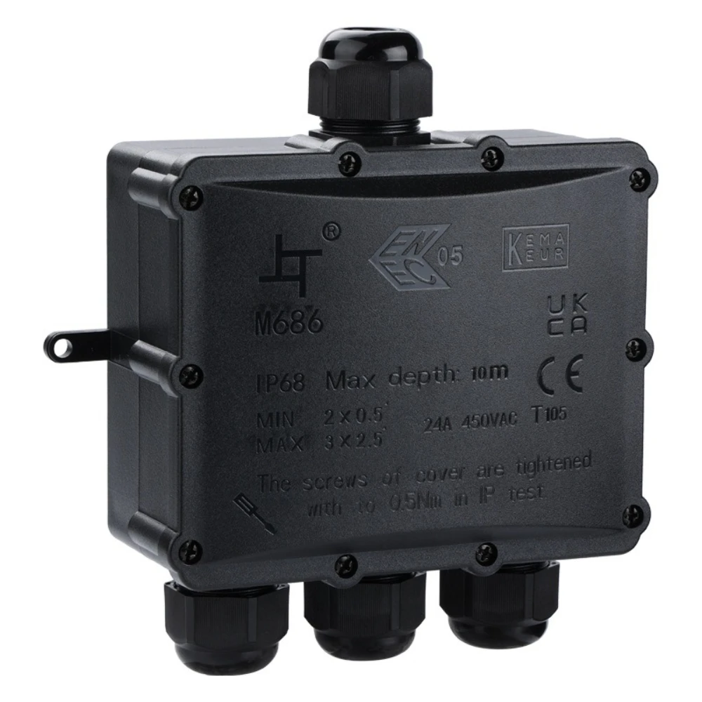 4Way 1In3Out IP68 Waterproof 4-14mm Solar Power Cord Exte LED Pool Lamp Outdoor Street Underground Light Wire Cable Junction Box