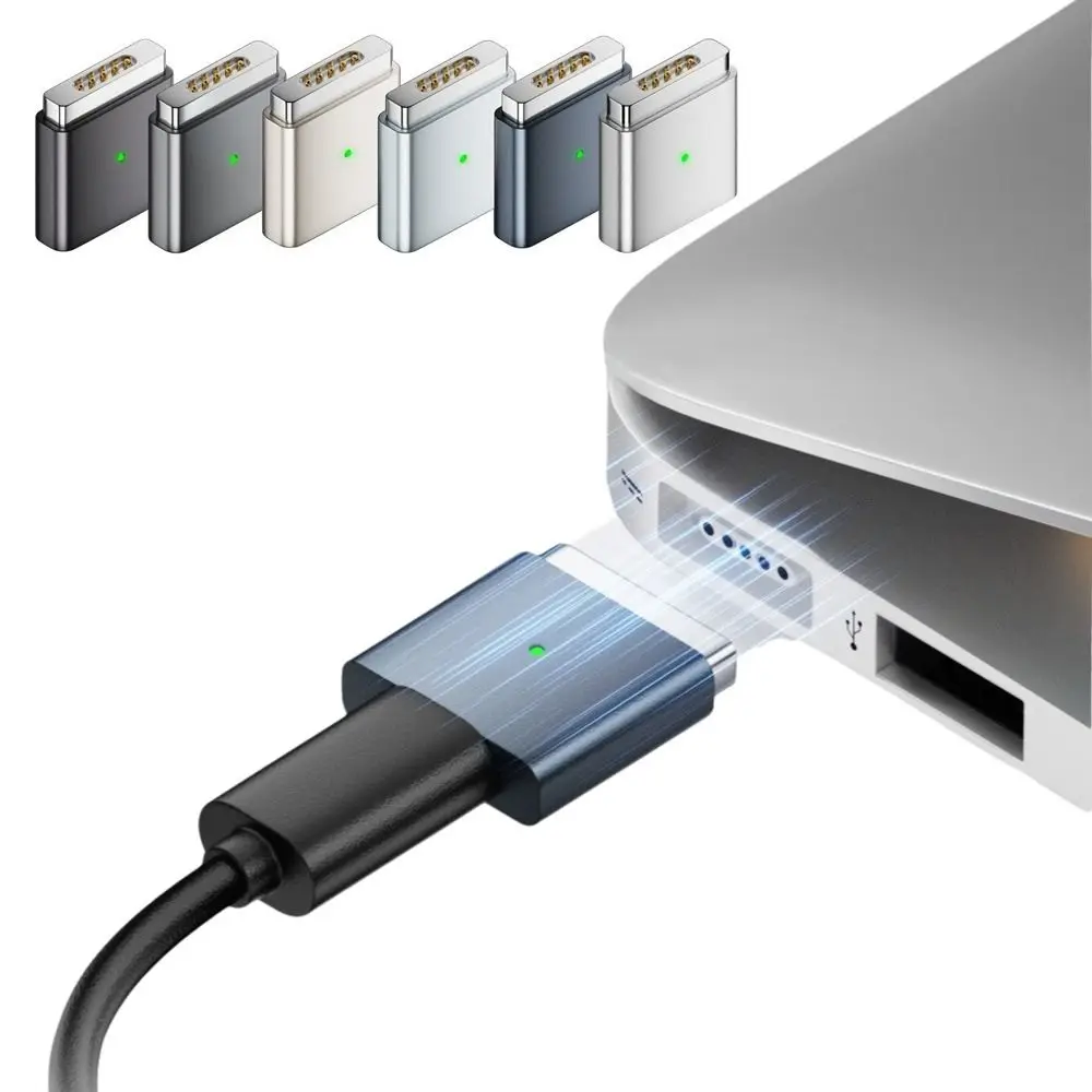 PD 100W USB Type-C to Safe 2 Converter Quick Charge Indicator Light Magnetic Charging Adapter for MacBook Pro 15 inch