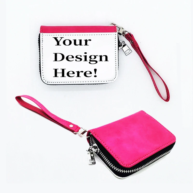 Custom PU Leather Coin Purse  New Design Change Bag With Wristband DIY Print Your Own Design Small Wallet For Festival Gift