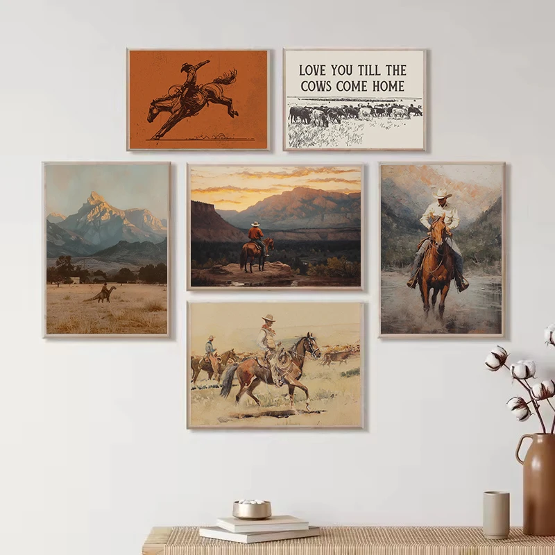 Retro Western Cowboy Quotes I Love You Till the Cows Come Home Poster Canvas Painting Wall Art Pictures Home Decor Gift