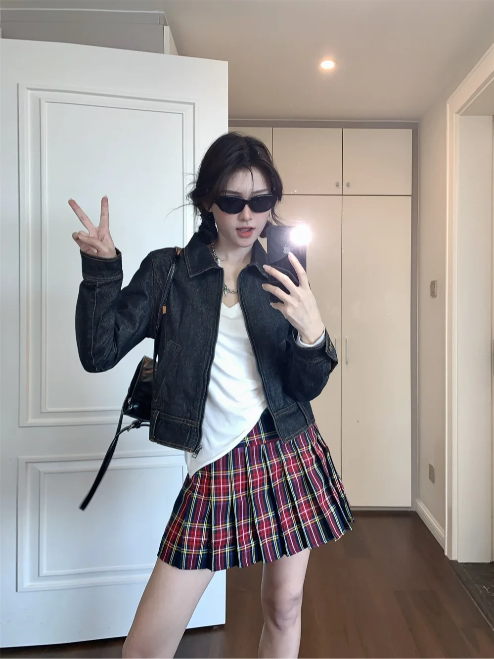 

Denim Coat Long With Fur Womens Spring Lacework Lantern Sleeved Tweed Pleated Festival Dopamine Layered Matching Niche Lace Chic