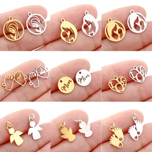 5 PCs/Los Edelstahl -Anhänger schöner Babyfuß/Jungfrau Maria/mütterliche Liebes-/Engelszauber, um Schmuck DIY -Schmuck zu machen 10 Hauptverkaufsanhänger Bebe - №1