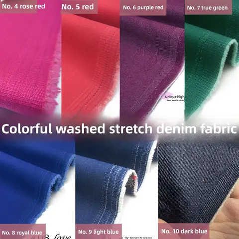 Colorful Stretch Denim Fabric Pants Tops Jackets Fashion Clothing Designer Fabrics for Diy Sewing Cloth By The Meter
