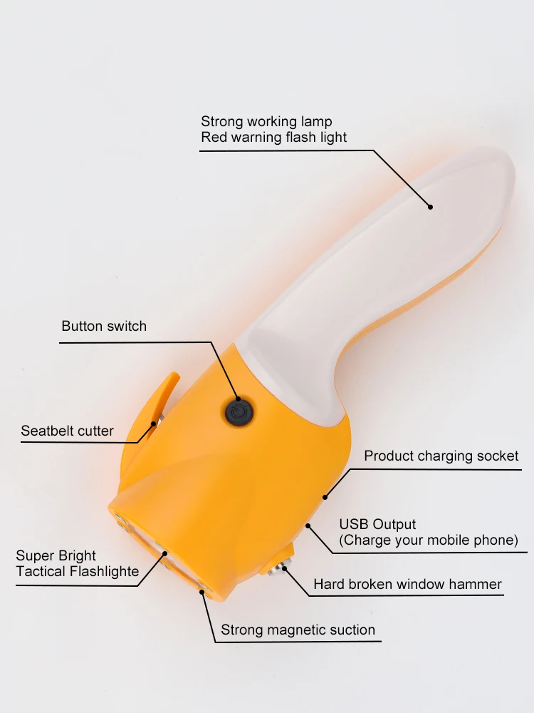 مصباح ليد جيب نافذة السيارة كسر المطرقة حزام الأمان أداة القطع تحذير فلاش بنك الطاقة في حالات الطوارئ مصباح يدوي متعدد الوظائف