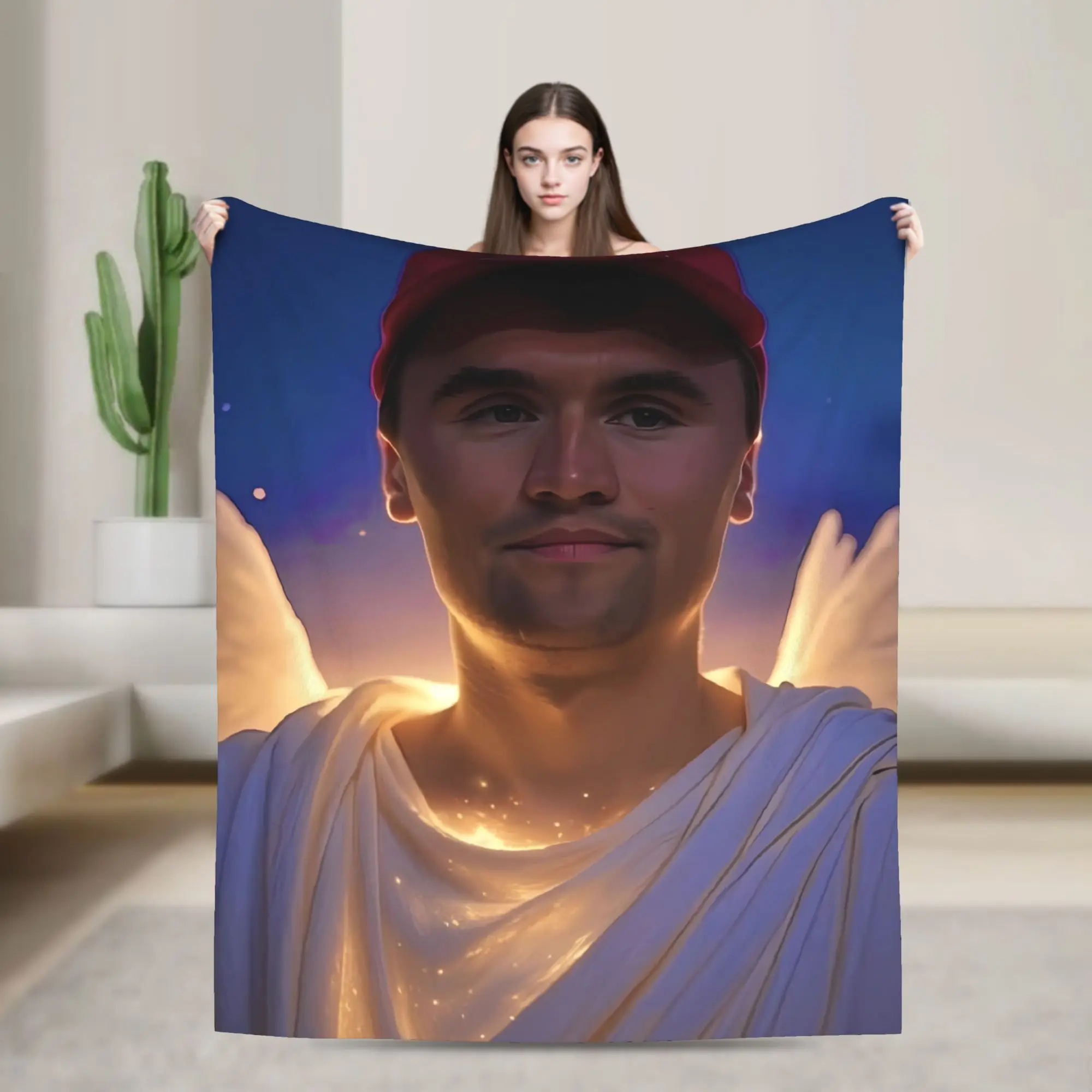Charlie Kirk Angelic Advocate Flannel Blanket  Super Soft Throw Blanket for Couch Chair Comfortable Bedspread Sofa Bed Cover