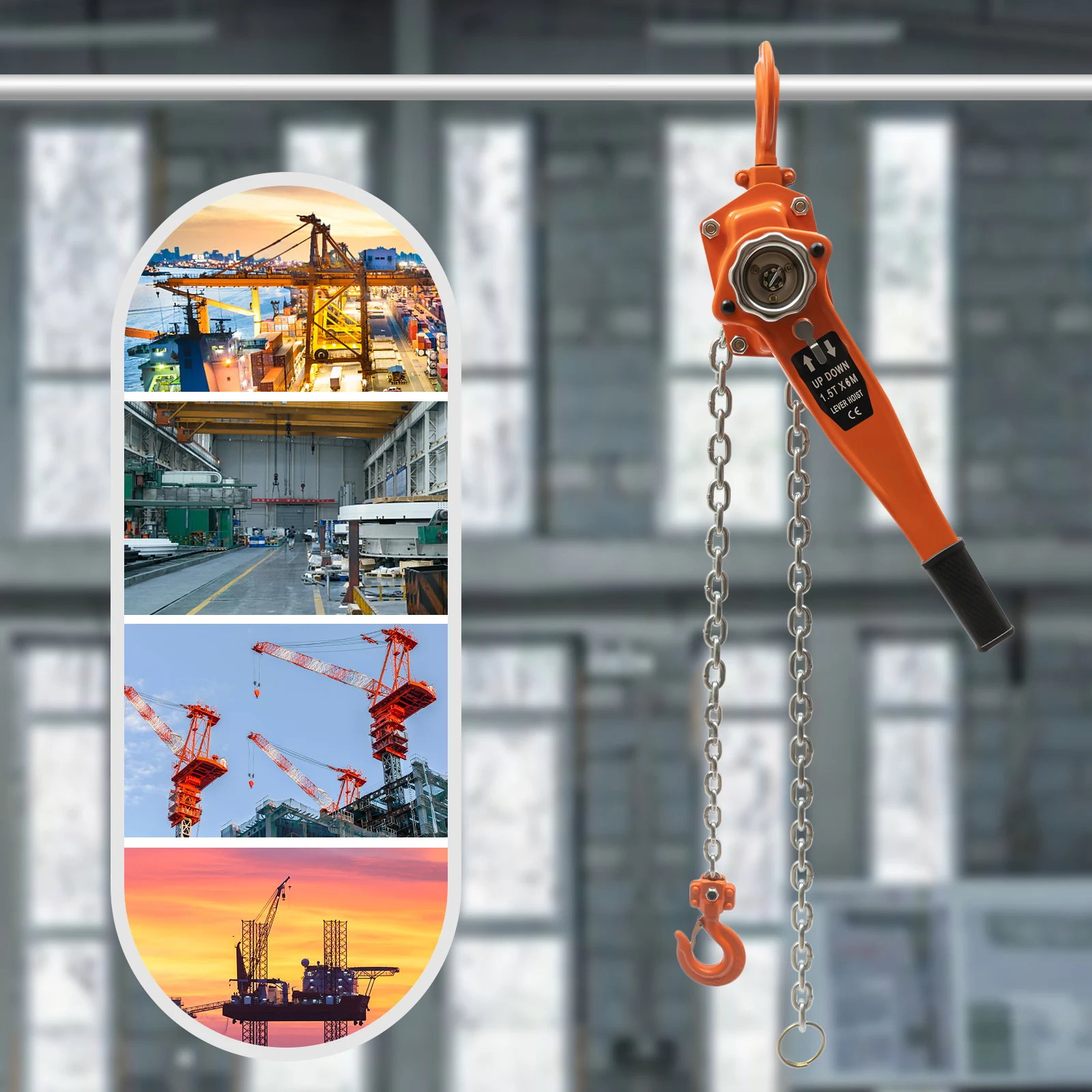 

1.5T/3300lbs Manual Lever Block Chain Hoist Ratchet Type Come Along Puller 6m/20ft Lifter