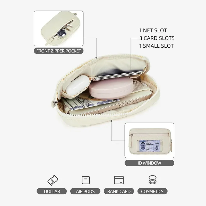 Women's Grid Handbag - Large Capacity Clear PVC Window Organizer with Multi-Pocket Wallet, Travel & Daily Essentials Storage