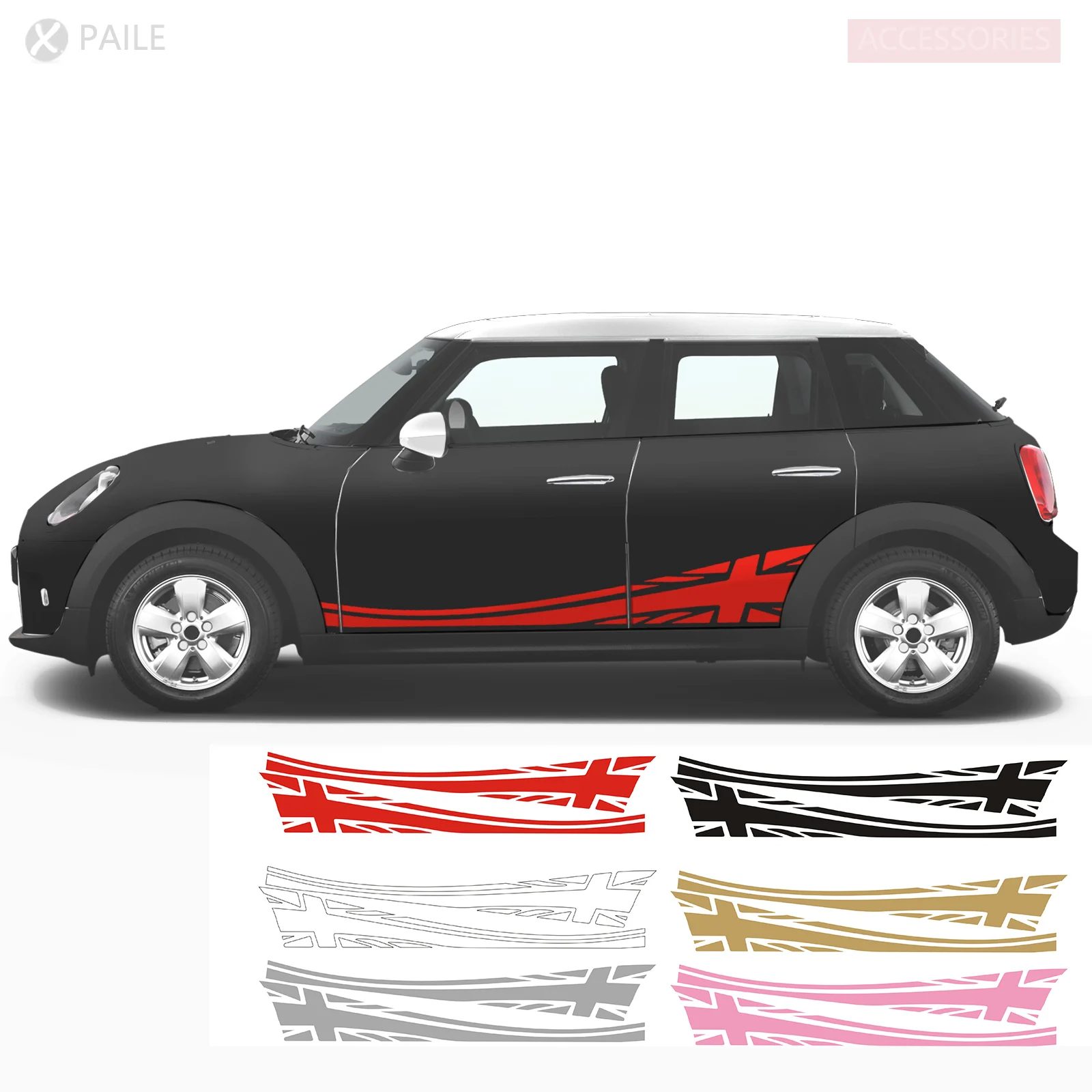 

2pcs Sticker Doors Stripes Vinyl Decal Graphics Customize For Universal, MINI cooper R50 R53 R55 R56 R57 R59 R60 F55 F56 F60