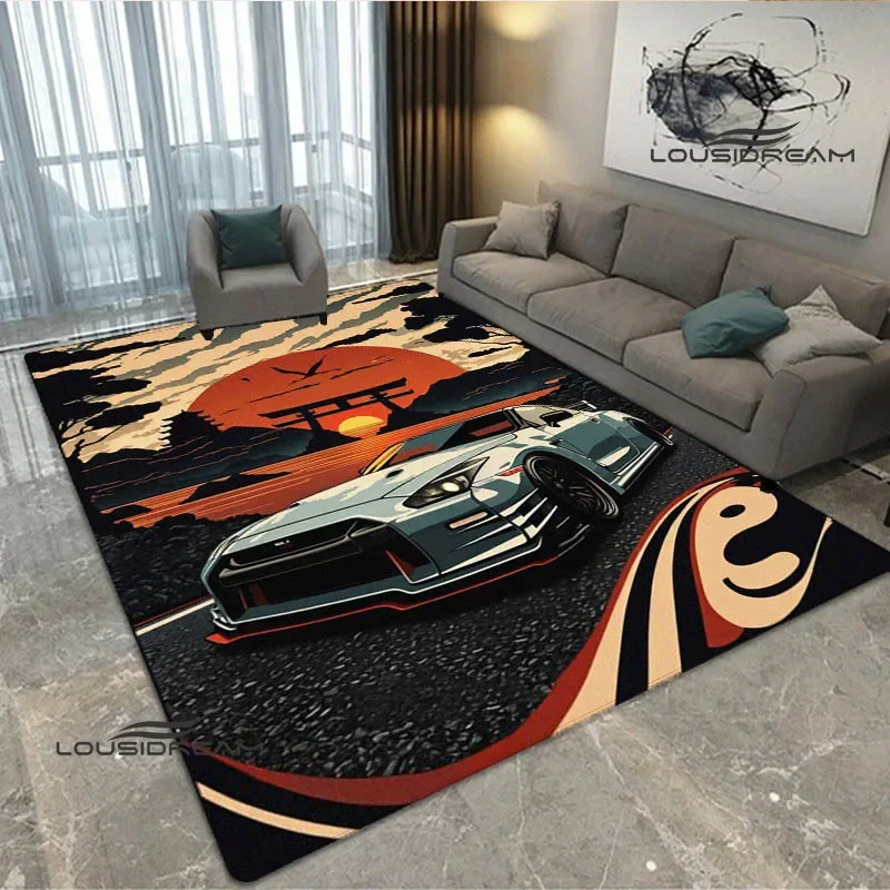 GTR racing retro printed carpet living room bedroom carpet balcony bathroom non-slip door mat photography props birthday gift