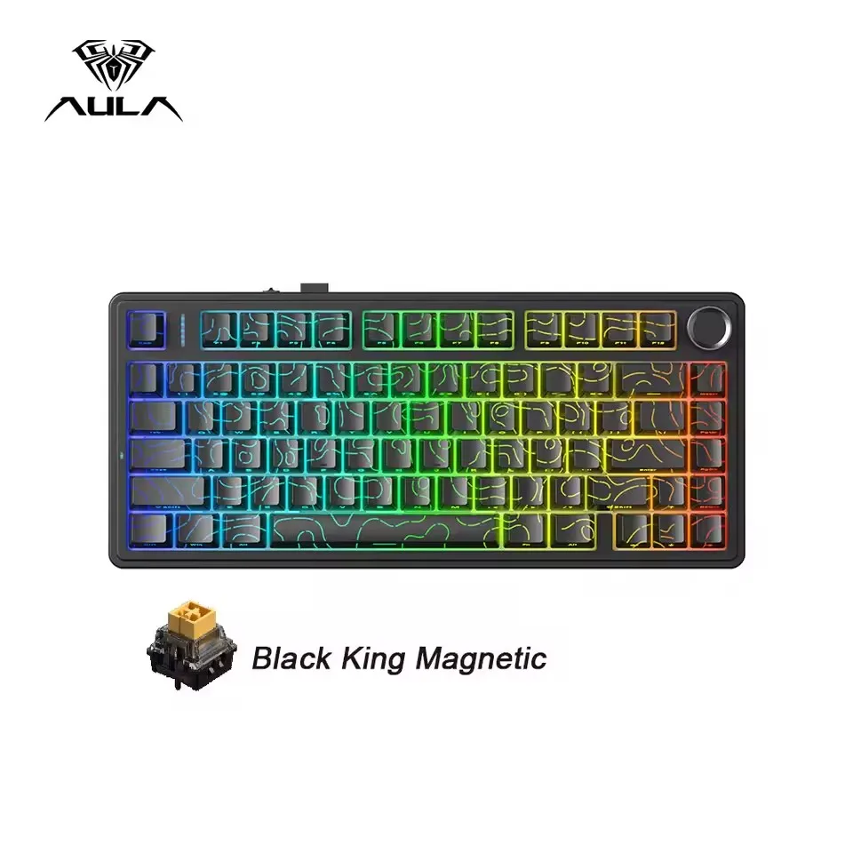 AULA F75HE Mechanical Keyboard Magnetic Switch 75% 80 Keycaps 8K Polling Rate Tri-mode RGB Hot Swap F75 Wireless Gaming Keyboard