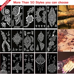 Mehndi Henna Tattoo Hand Stencils, Pintura Corporal Feminina, Auto-adesivo, Tatuagem Mandala Reutilizável, Kit de Pintura de Casamento Indiano, 3Pcs