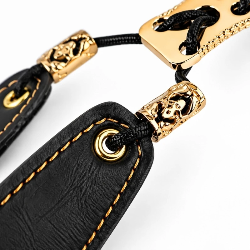 Two-Cord Clarinet Neck Support Strap with Perforated Adjustment, PU Strap Material, and Single Hook for Connecting Support to