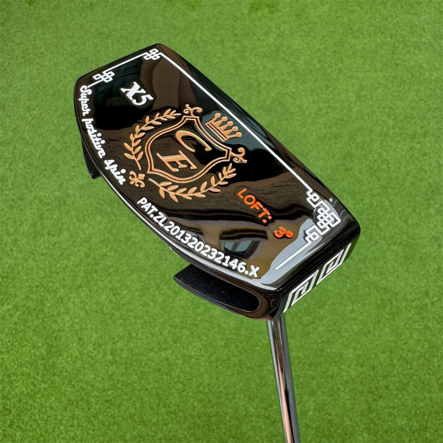 cosmo.eagle X5 patented golf putter, 3-degree loft super positive spin small semicircle golf putter with aiming line