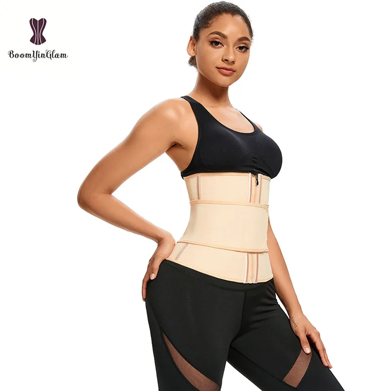 Black Champagne Sport Belt Slimming Girdle Fajas Sashes 25 Steel Bone Latex Waist Trainer Corset Women Plus Size Body Shapwear