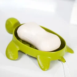 Cute Sea Turtle Shape Silicone Soap Holder Home Installation-free Soap Storage Rack Soap Organizer Case Box Bathroom Accessories