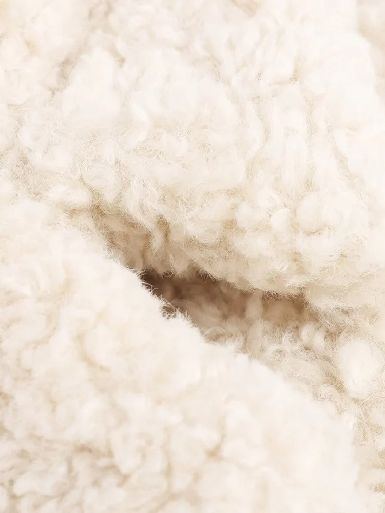 Cappotto/giacca da donna in stile europeo, alla moda e versatile, elegante, semplice, con risvolto in tinta unita, effetto pelliccia sintetica